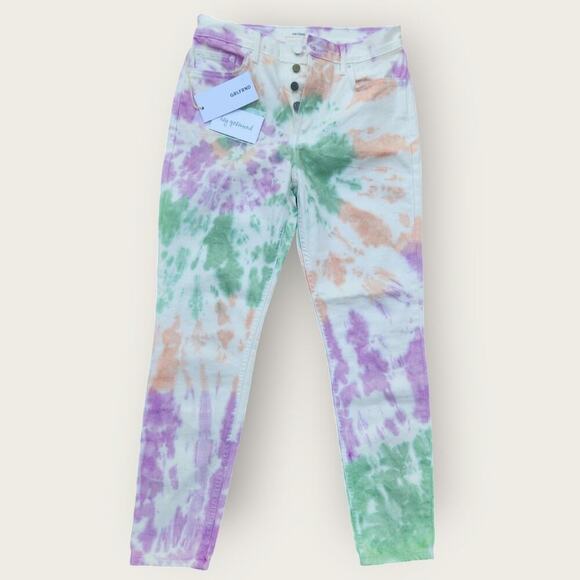 GRLFRND Womens Sz 27" The Karolina Denim Tye Dye Skinny Hi-rise Button Fly Jeans - Picture 1 of 8